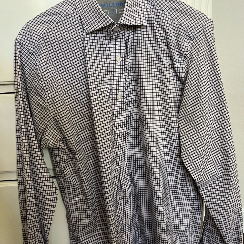 White Blue and Pink Dress Shirt with Pointed Collar